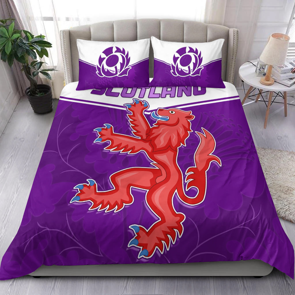 Scottish Rugby Bedding Set Map Of Scotland Thistle Purple Version LT14