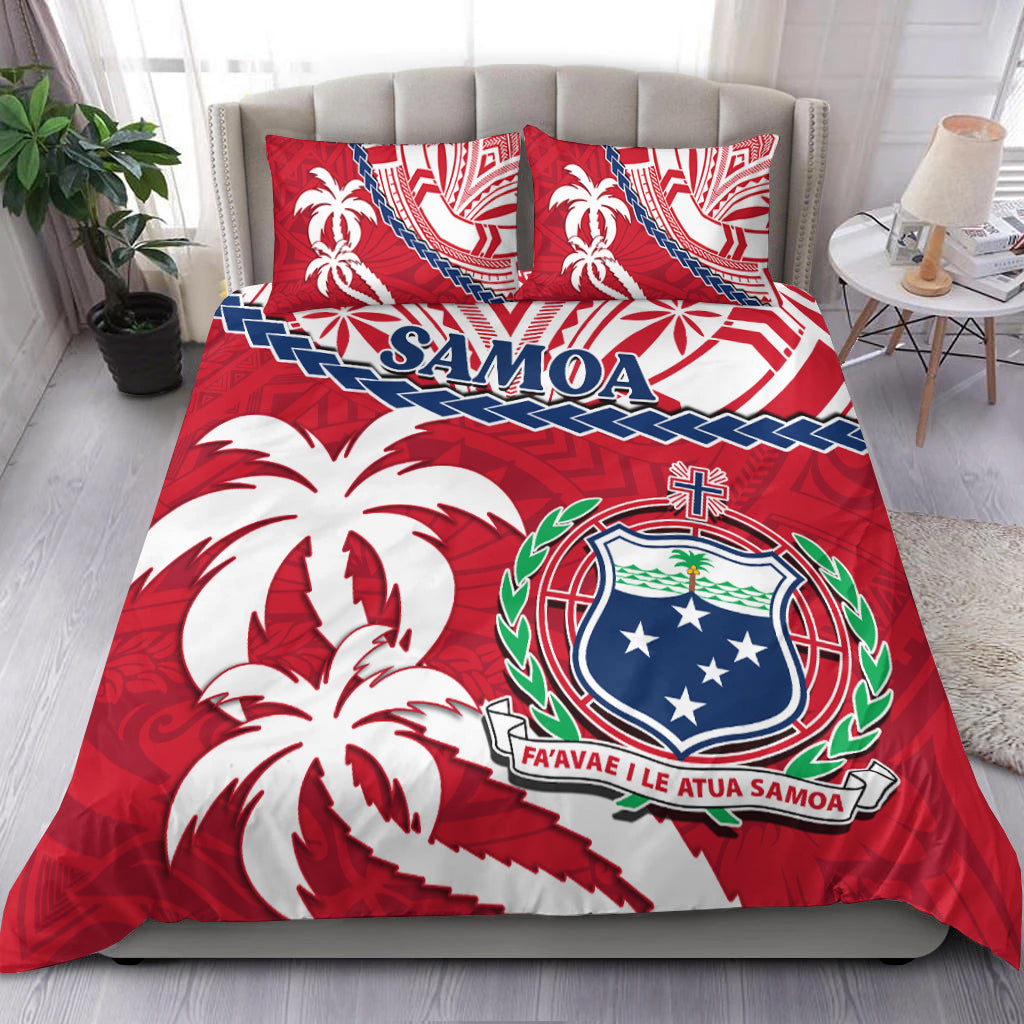 Samoa Bedding Set Samoan Coat Of Arms With Coconut Red Style LT14