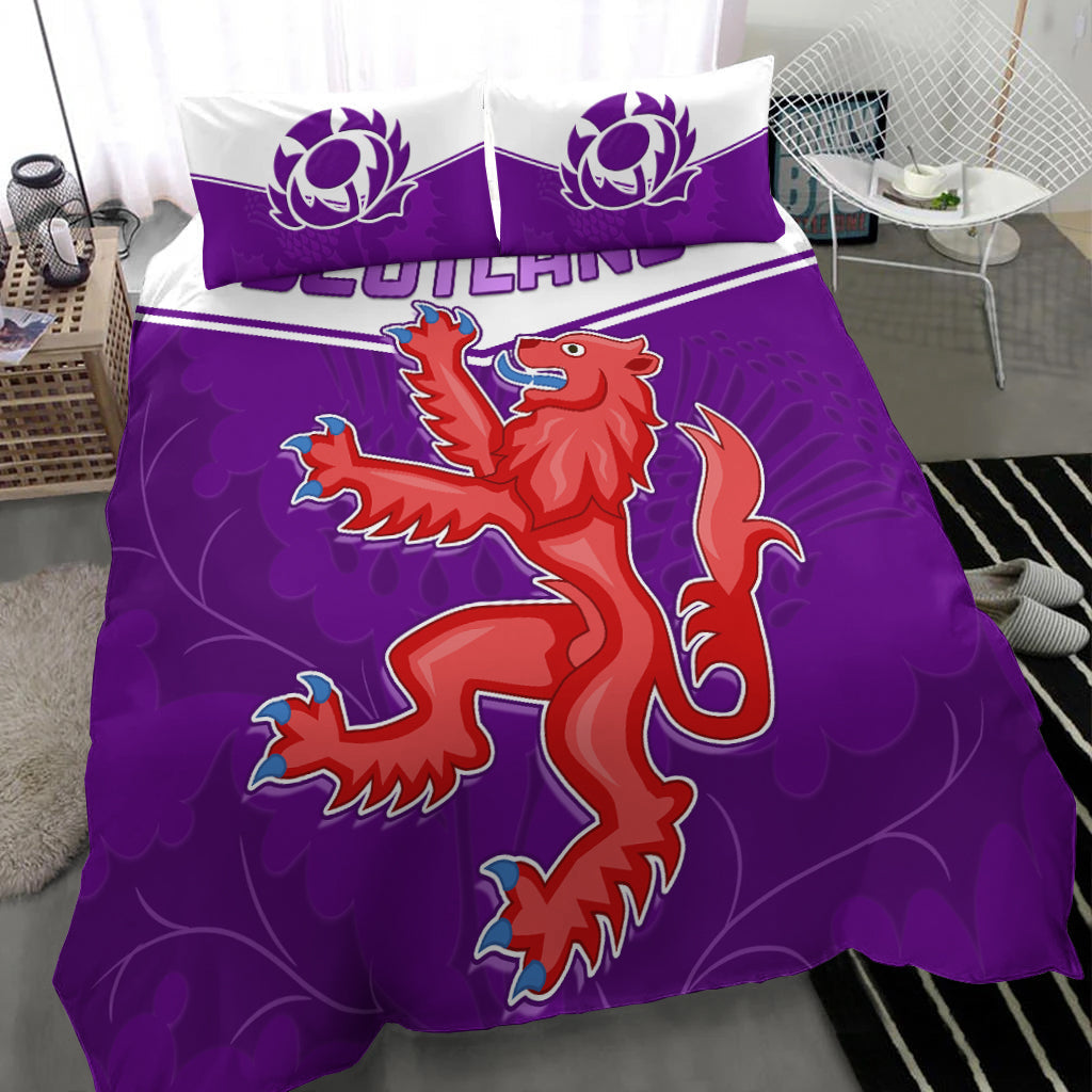 Scottish Rugby Bedding Set Map Of Scotland Thistle Purple Version LT14
