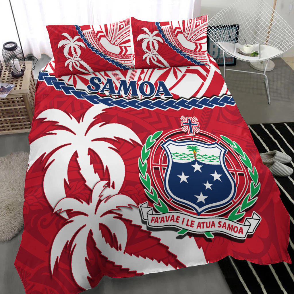 Samoa Bedding Set Samoan Coat Of Arms With Coconut Red Style LT14