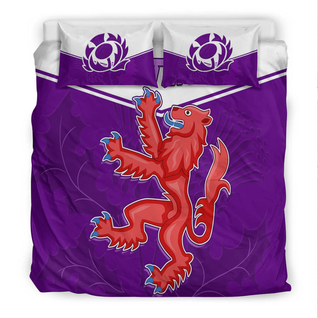 Scottish Rugby Bedding Set Map Of Scotland Thistle Purple Version LT14