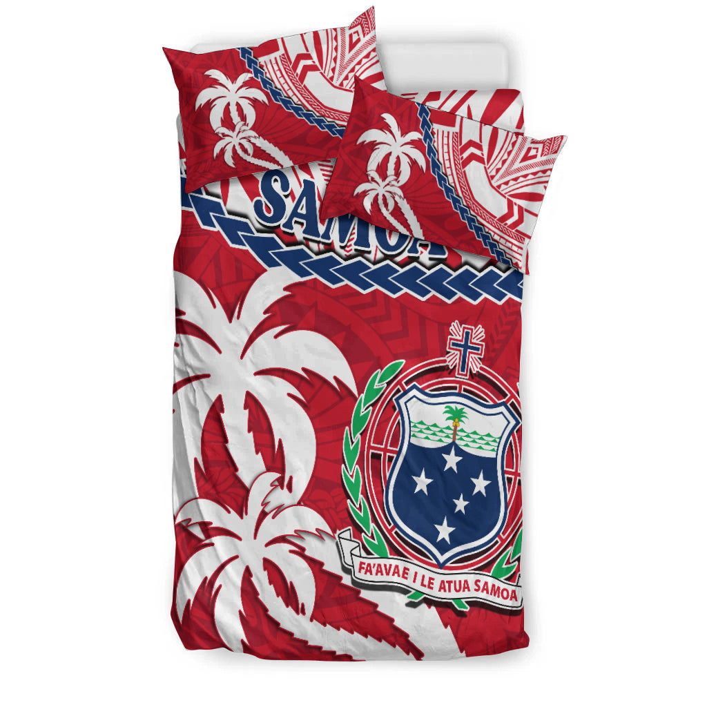 Samoa Bedding Set Samoan Coat Of Arms With Coconut Red Style LT14