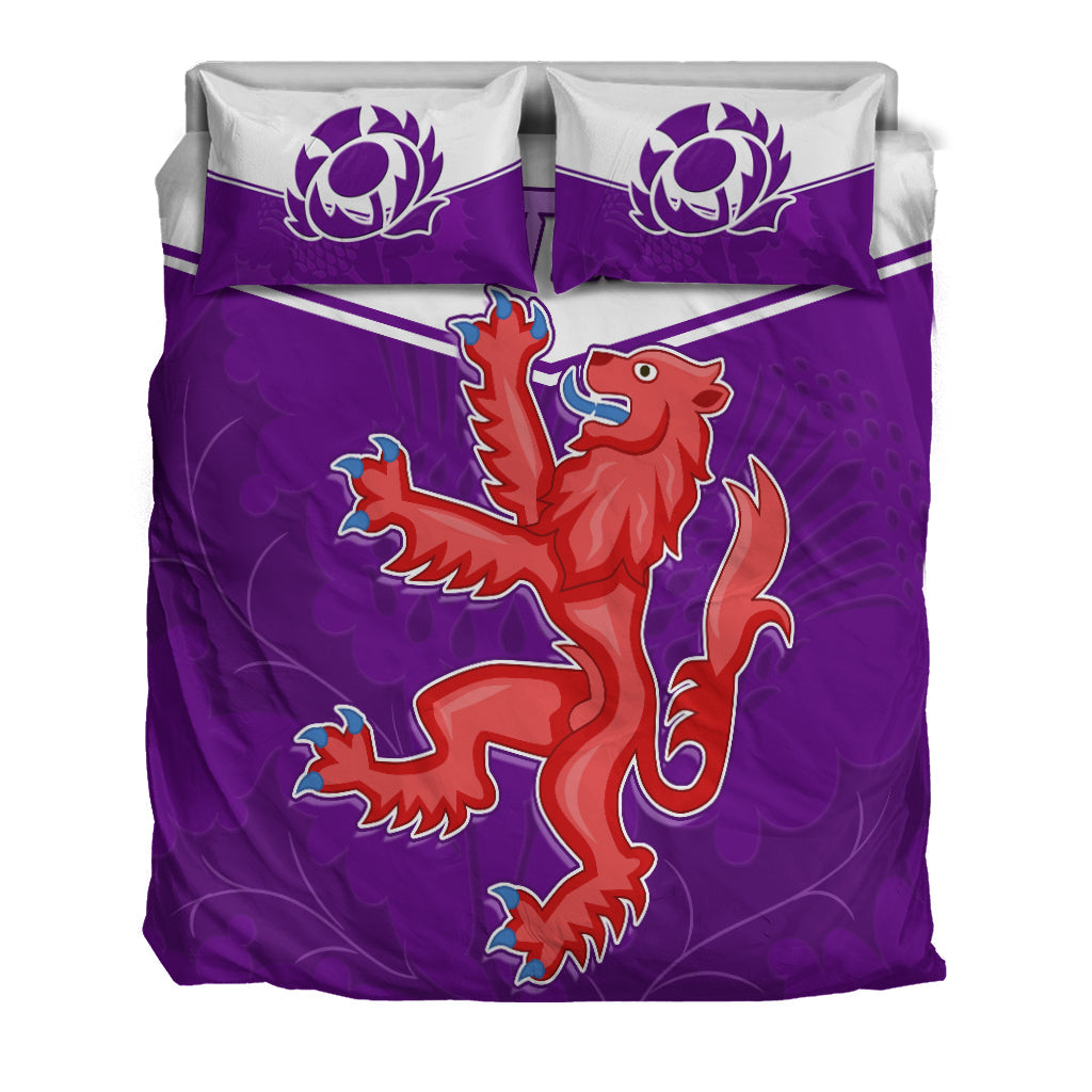 Scottish Rugby Bedding Set Map Of Scotland Thistle Purple Version LT14