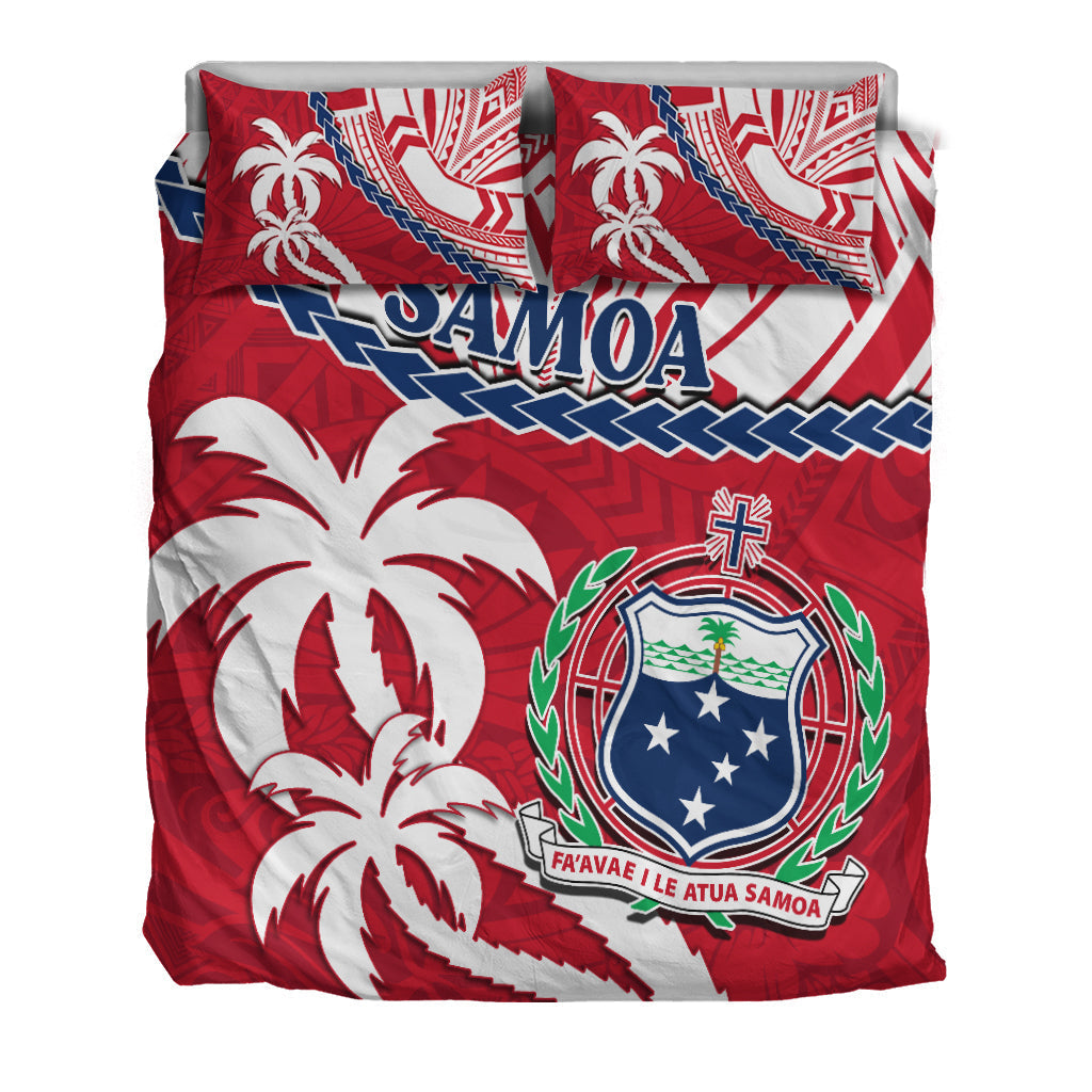 Samoa Bedding Set Samoan Coat Of Arms With Coconut Red Style LT14