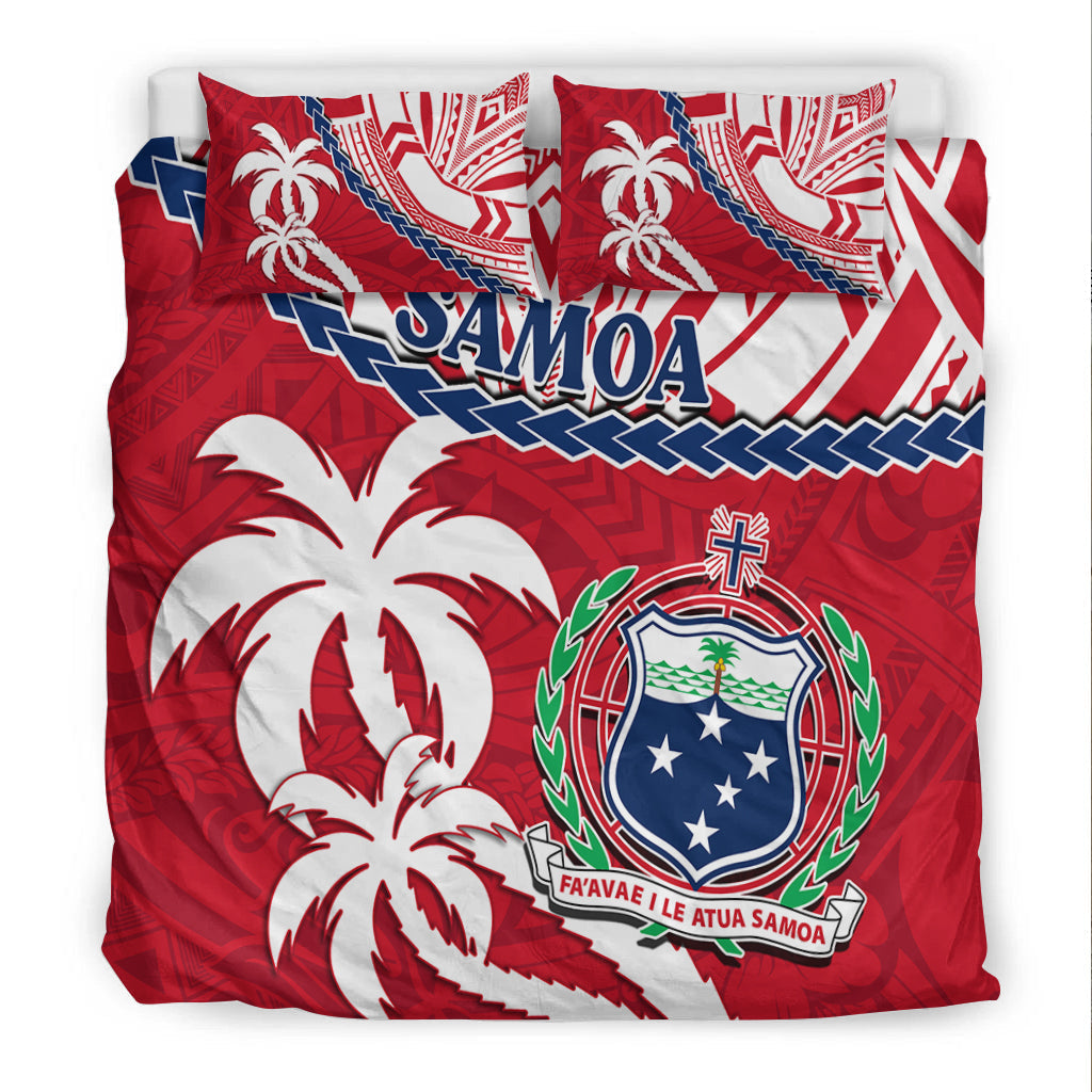 Samoa Bedding Set Samoan Coat Of Arms With Coconut Red Style LT14