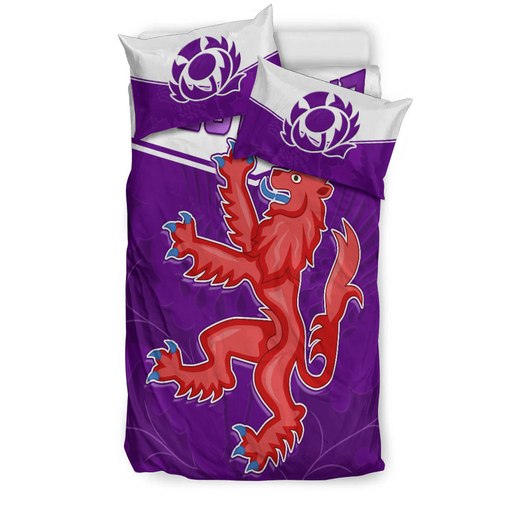 Scottish Rugby Bedding Set Map Of Scotland Thistle Purple Version LT14