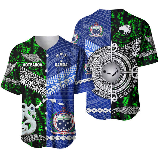 Samoa and New Zealand Baseball Jersey Together Green LT8