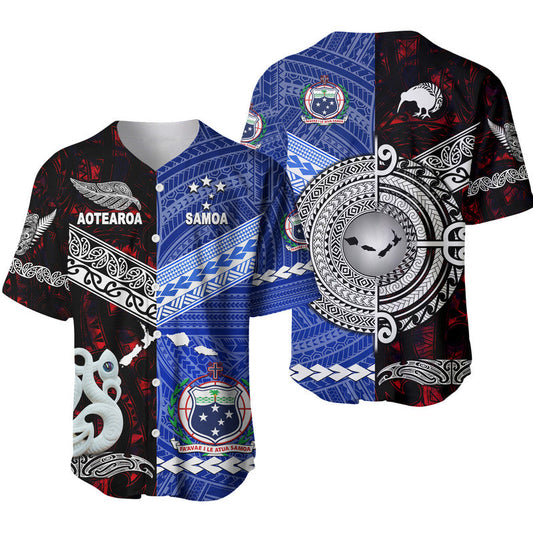 Samoa and New Zealand Baseball Jersey Together Red LT8