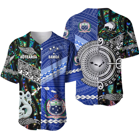 Samoa and New Zealand Baseball Jersey Together Paua Shell LT8