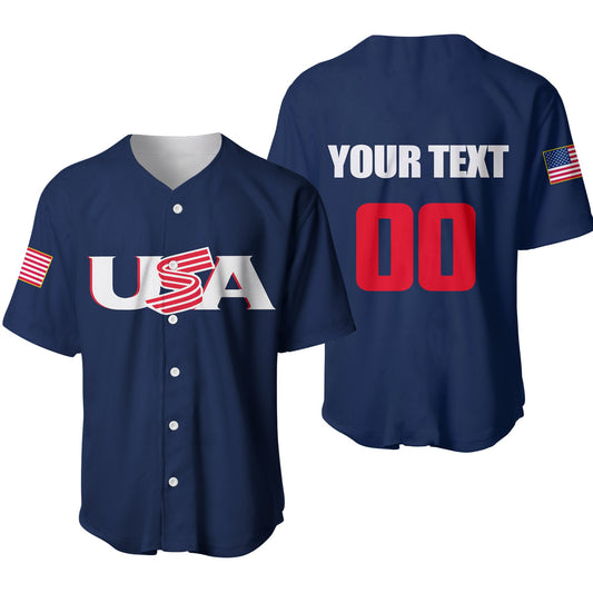 (Custom Personalised And Number) Baseball 2023 USA Baseball Jersey Blue Style LT6