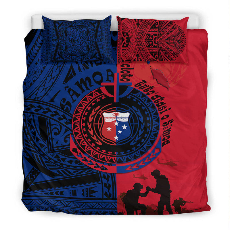 Samoa Independence Day Quotes Bedding Set Military Polynesian Pattern LT9