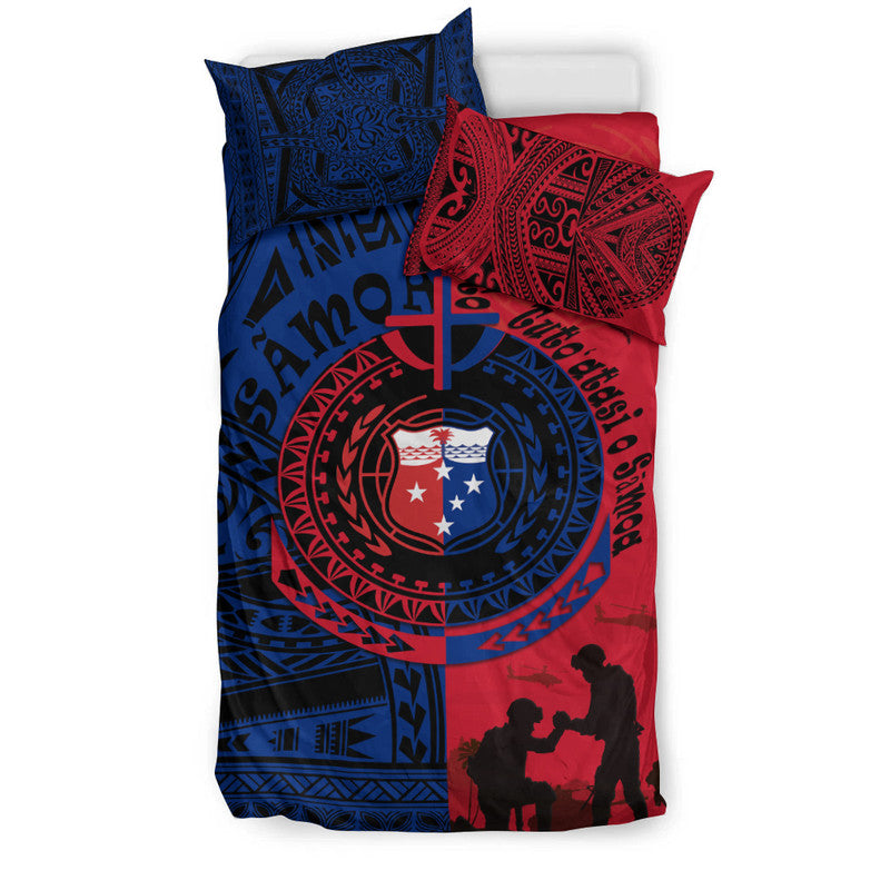 Samoa Independence Day Quotes Bedding Set Military Polynesian Pattern LT9