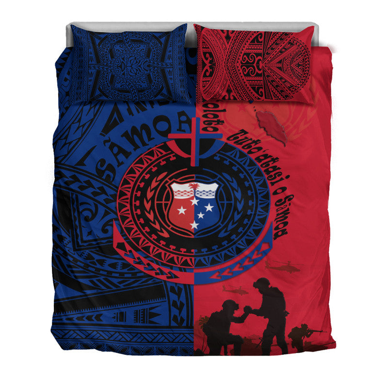 Samoa Independence Day Quotes Bedding Set Military Polynesian Pattern LT9
