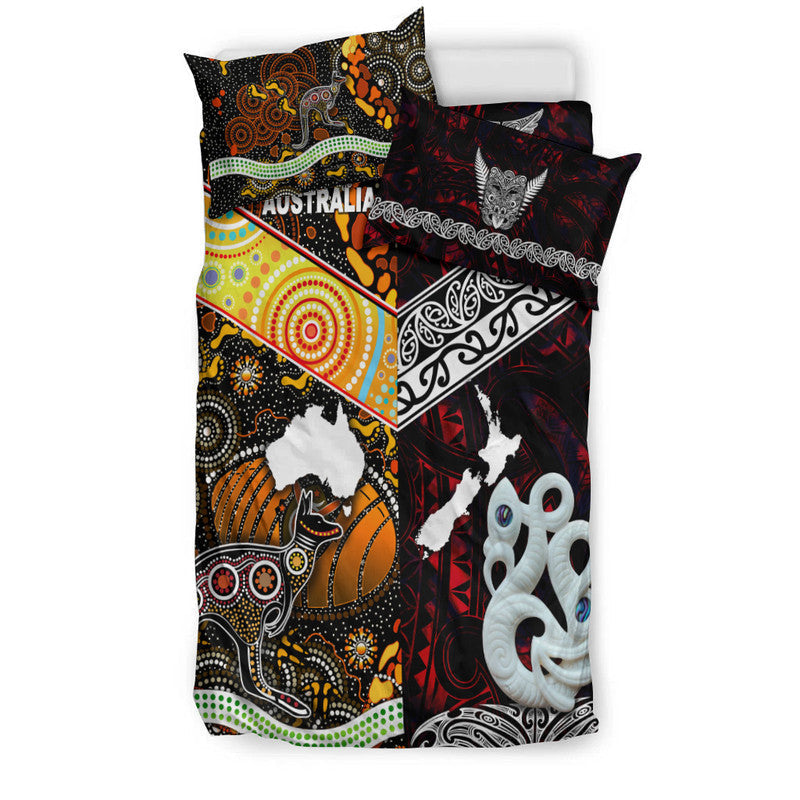 New Zealand Maori Aotearoa and Australia Aboriginal Bedding Set Together Red LT8