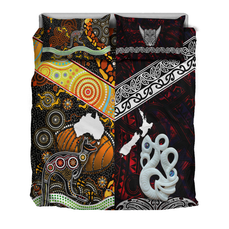 New Zealand Maori Aotearoa and Australia Aboriginal Bedding Set Together Red LT8