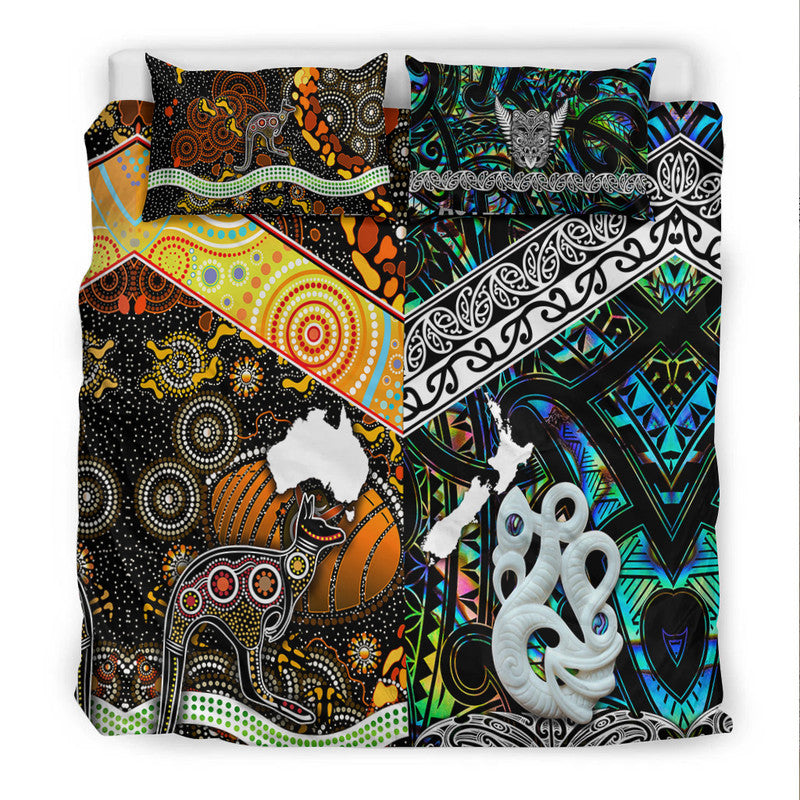 New Zealand Maori Aotearoa and Australia Aboriginal Bedding Set Together Paua Shell LT8