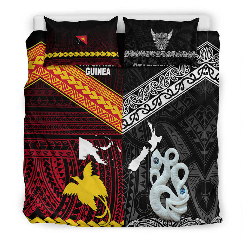 New Zealand and Papua New Guinea Bedding Set Together Black LT8