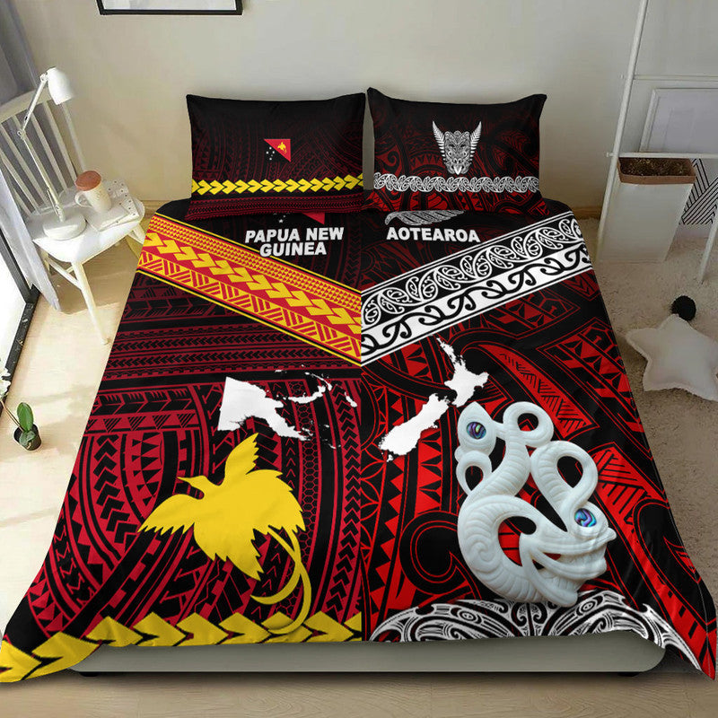 New Zealand and Papua New Guinea Bedding Set Together Red LT8