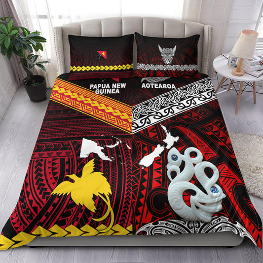 New Zealand and Papua New Guinea Bedding Set Together Red LT8
