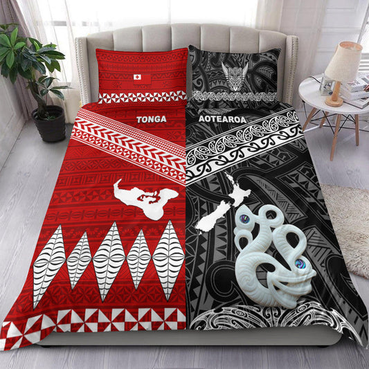 New Zealand and Tonga Bedding Set Together Black LT8