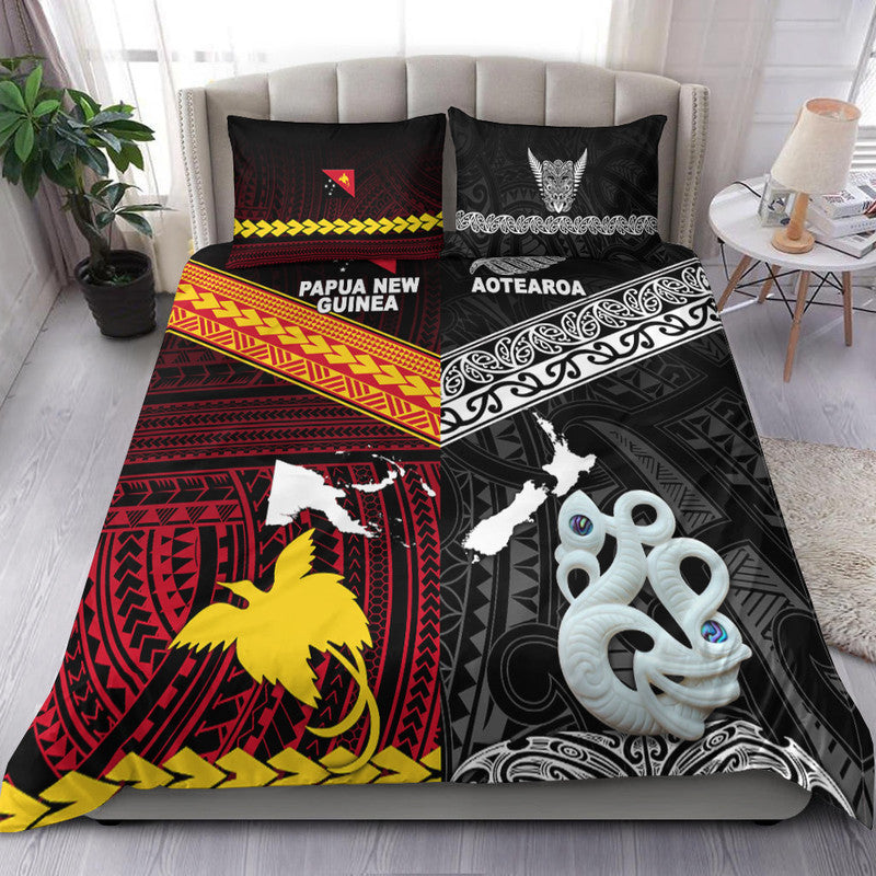 New Zealand and Papua New Guinea Bedding Set Together Black LT8