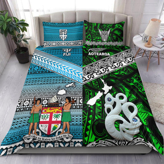 New Zealand and Fiji Bedding Set Together Green LT8