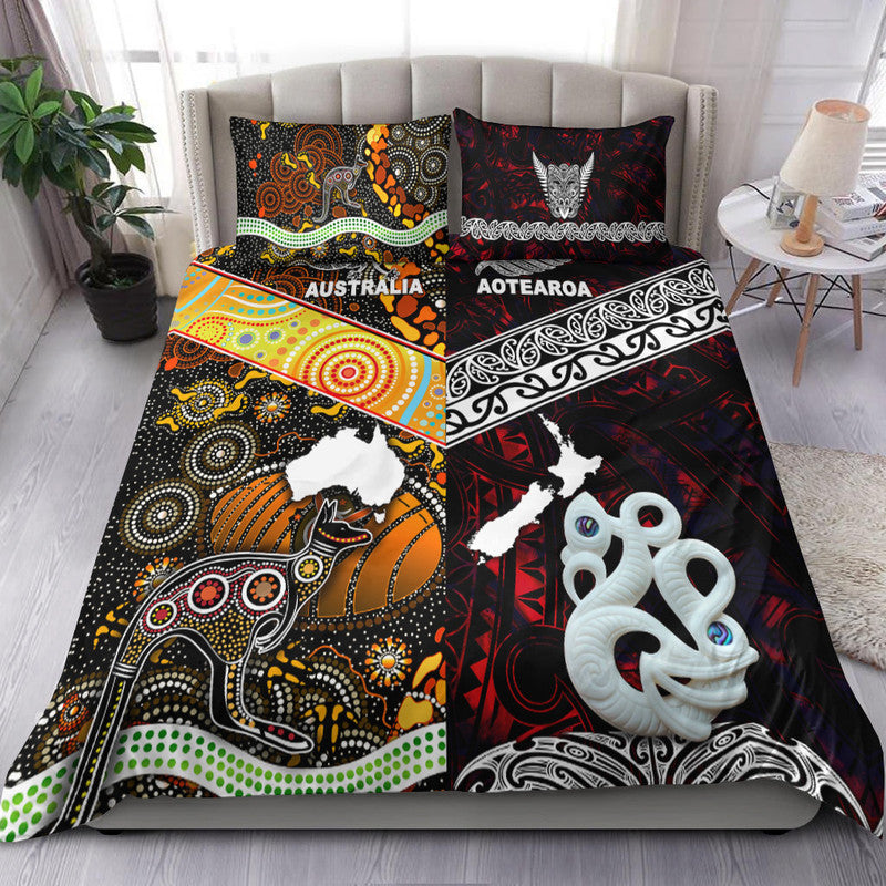 New Zealand Maori Aotearoa and Australia Aboriginal Bedding Set Together Red LT8