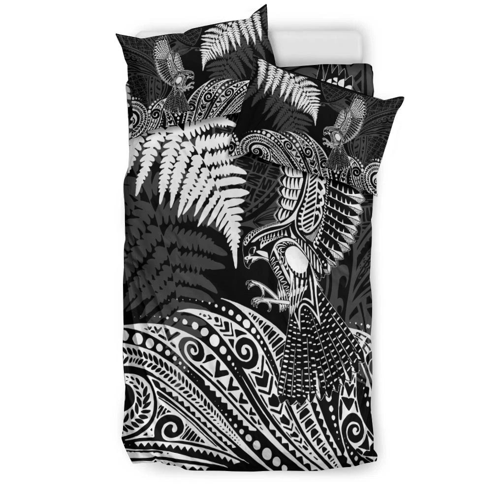 New Zealand Aotearoa Silver Fern Bedding Set Flying Krearea LT7