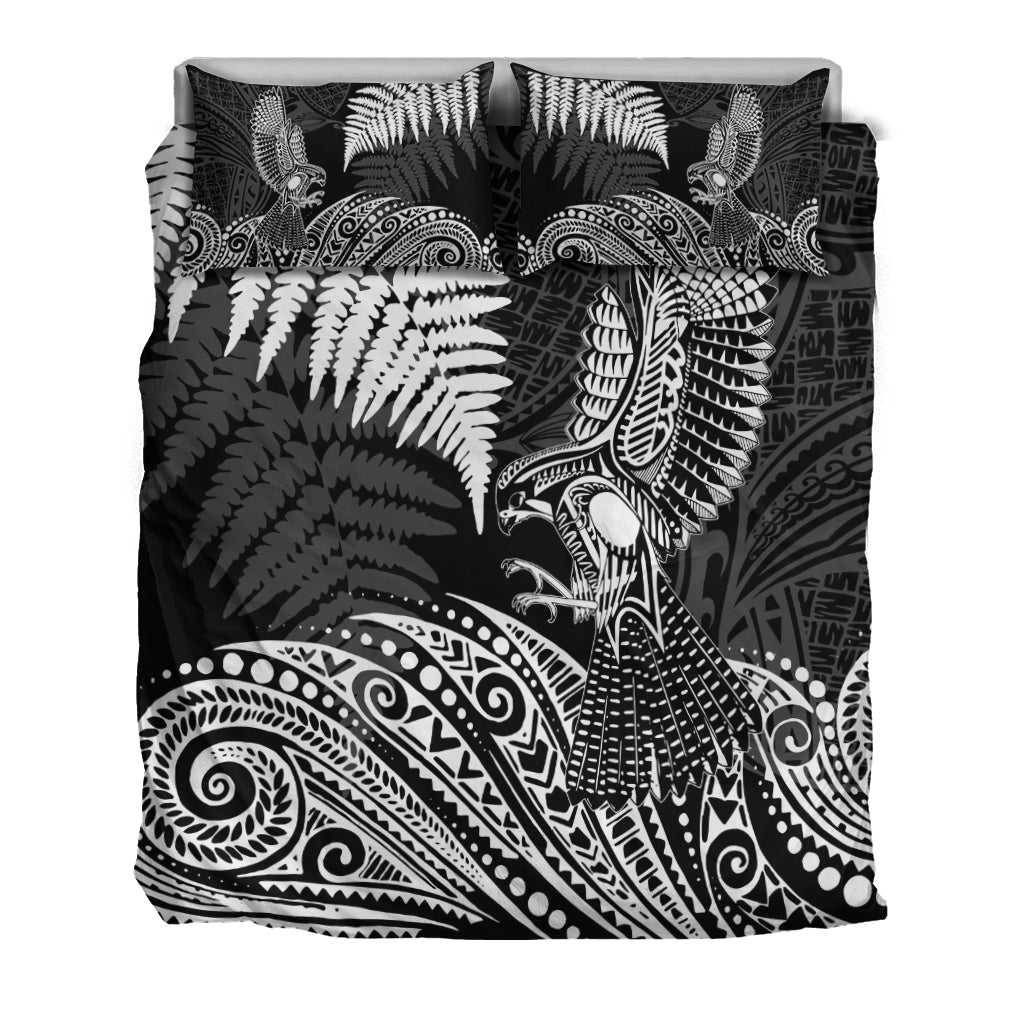 New Zealand Aotearoa Silver Fern Bedding Set Flying Krearea LT7