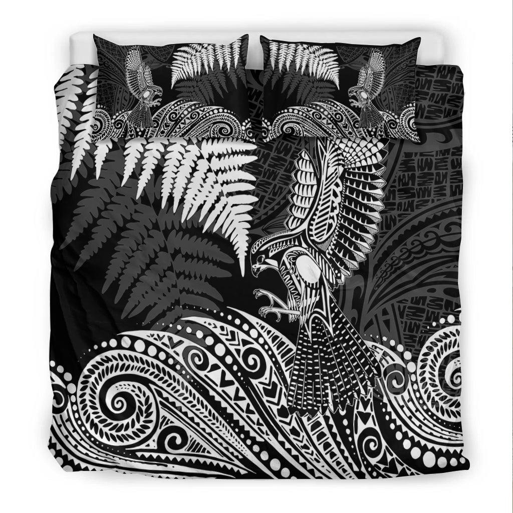 New Zealand Aotearoa Silver Fern Bedding Set Flying Krearea LT7