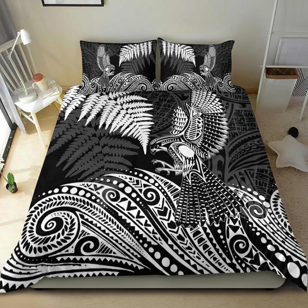 New Zealand Aotearoa Silver Fern Bedding Set Flying Krearea LT7