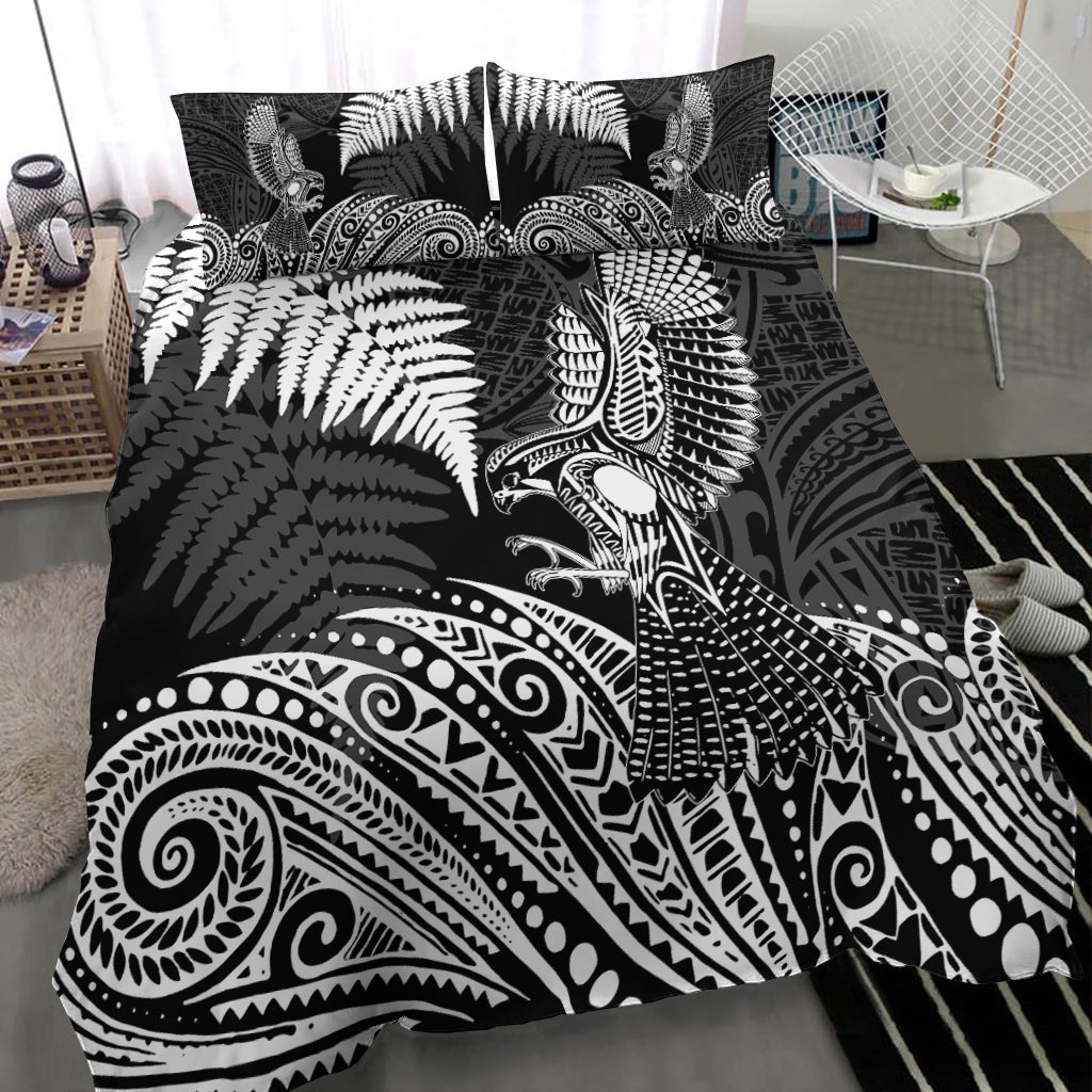 New Zealand Aotearoa Silver Fern Bedding Set Flying Krearea LT7