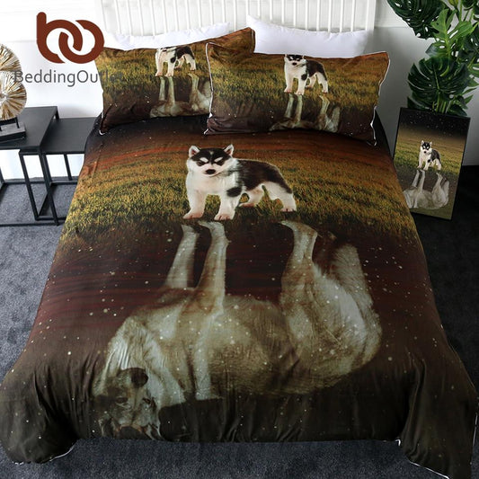 Puppy Husky on Grassland Native American Bedding Set LT10