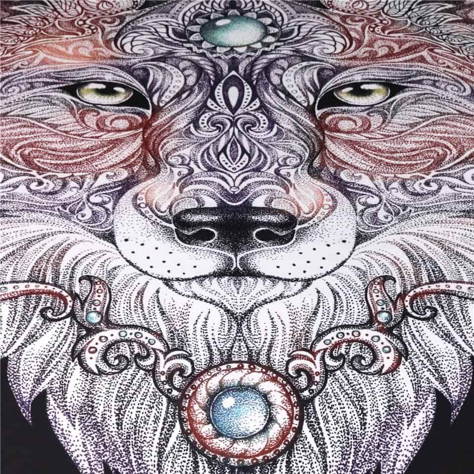 Native American Tattoo Head Wolf Bedding Set Wild Beast LT10
