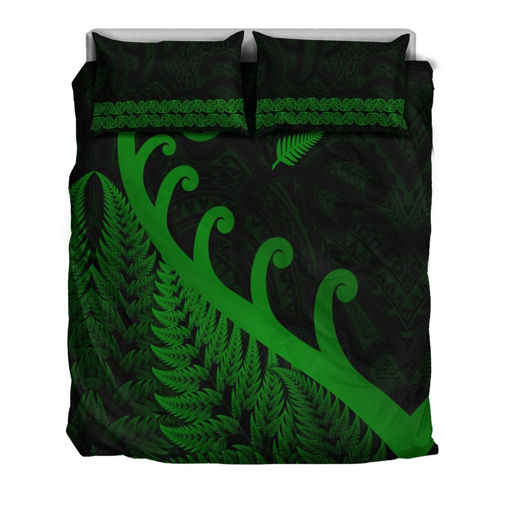 New Zealand Rugby Maori Bedding Set Silver Fern Koru Vibes Green LT8