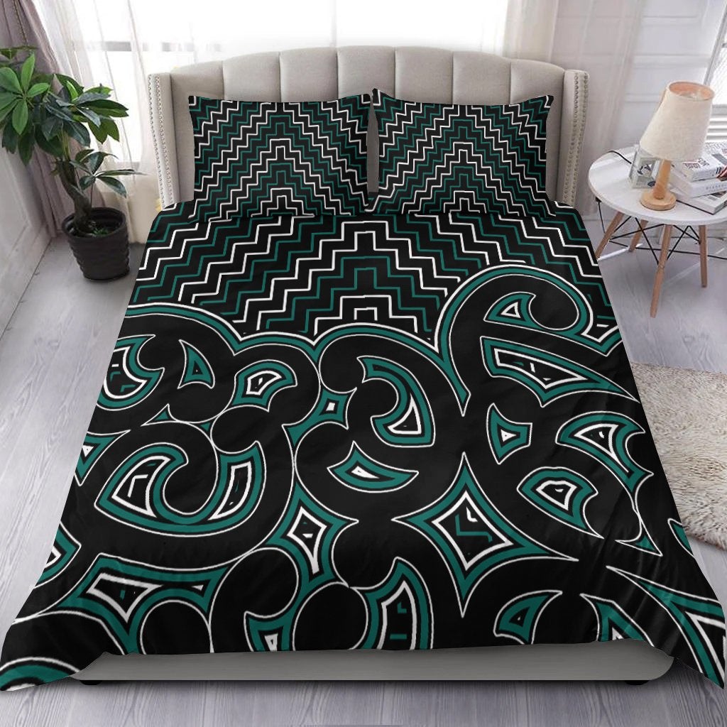 New Zealand Bedding Set Maori Graphic Tee patterns Green LT6