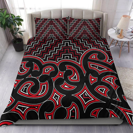 New Zealand Bedding Set Maori Graphic Tee patterns Red LT6