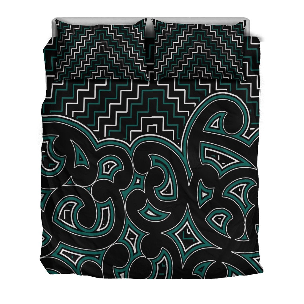 New Zealand Bedding Set Maori Graphic Tee patterns Green LT6