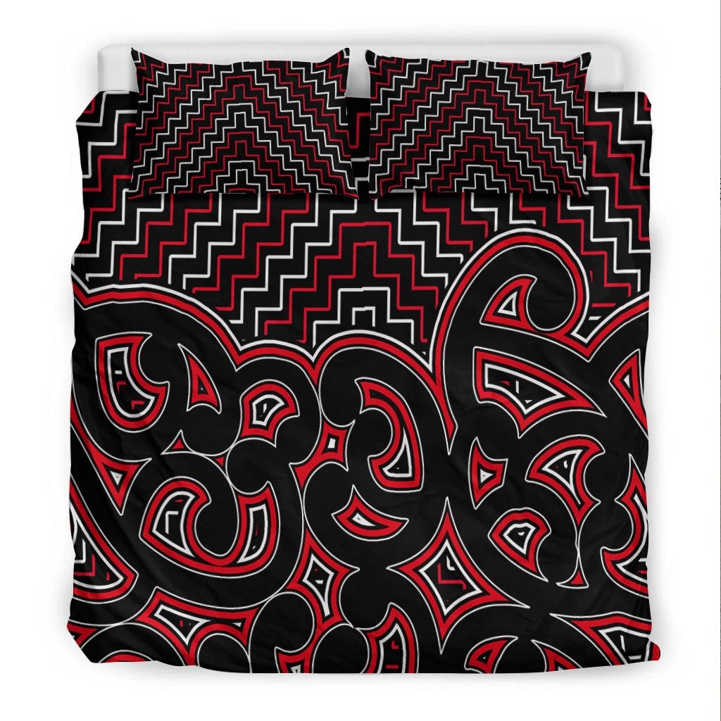 New Zealand Bedding Set Maori Graphic Tee patterns Red LT6