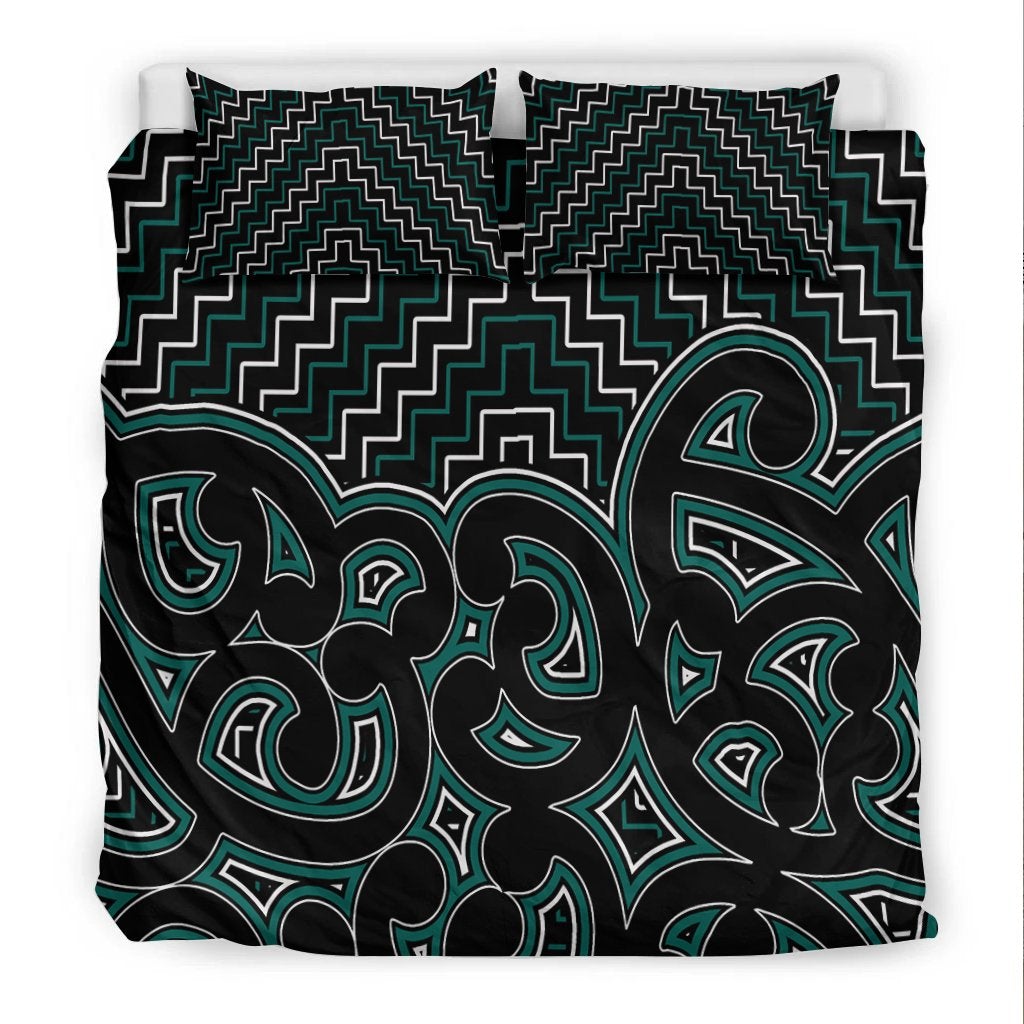 New Zealand Bedding Set Maori Graphic Tee patterns Green LT6