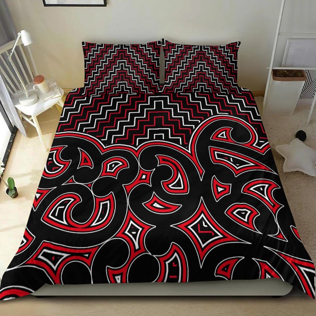 New Zealand Bedding Set Maori Graphic Tee patterns Red LT6