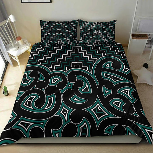 New Zealand Bedding Set Maori Graphic Tee patterns Green LT6