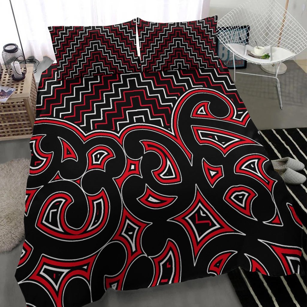 New Zealand Bedding Set Maori Graphic Tee patterns Red LT6