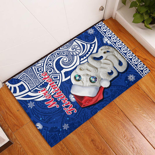 New Zealand Christmas Door Mat Hei Tiki Blue Pohutukawa Meri Kirihimete LT14