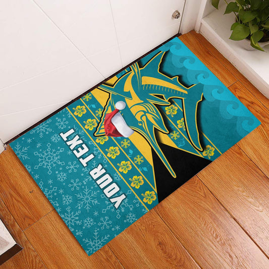 (Custom Personalised) Bahamas Door Mat Bahamian Blue Marlin Merry Christmas LT14