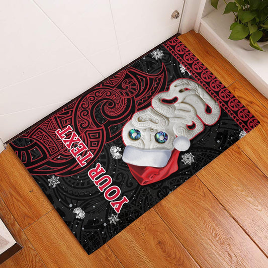 Custom Personalised New Zealand Christmas Door Mat Hei Tiki Red Pohutukawa Meri Kirihimete LT14