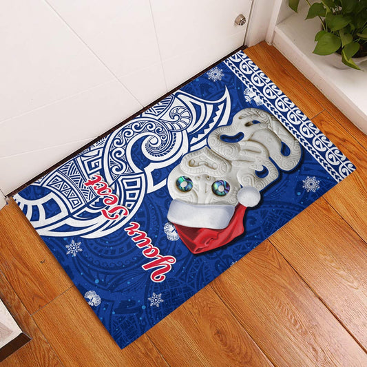Custom Personalised New Zealand Christmas Door Mat Hei Tiki Blue Pohutukawa Meri Kirihimete LT14