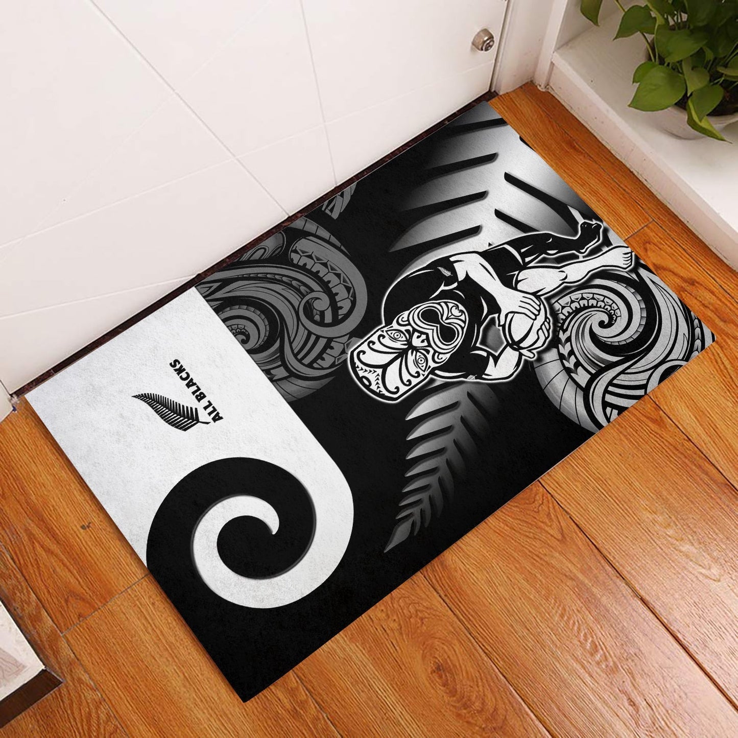 New Zealand Silver Fern Rugby Door Mat All Black Maori Koru LT14