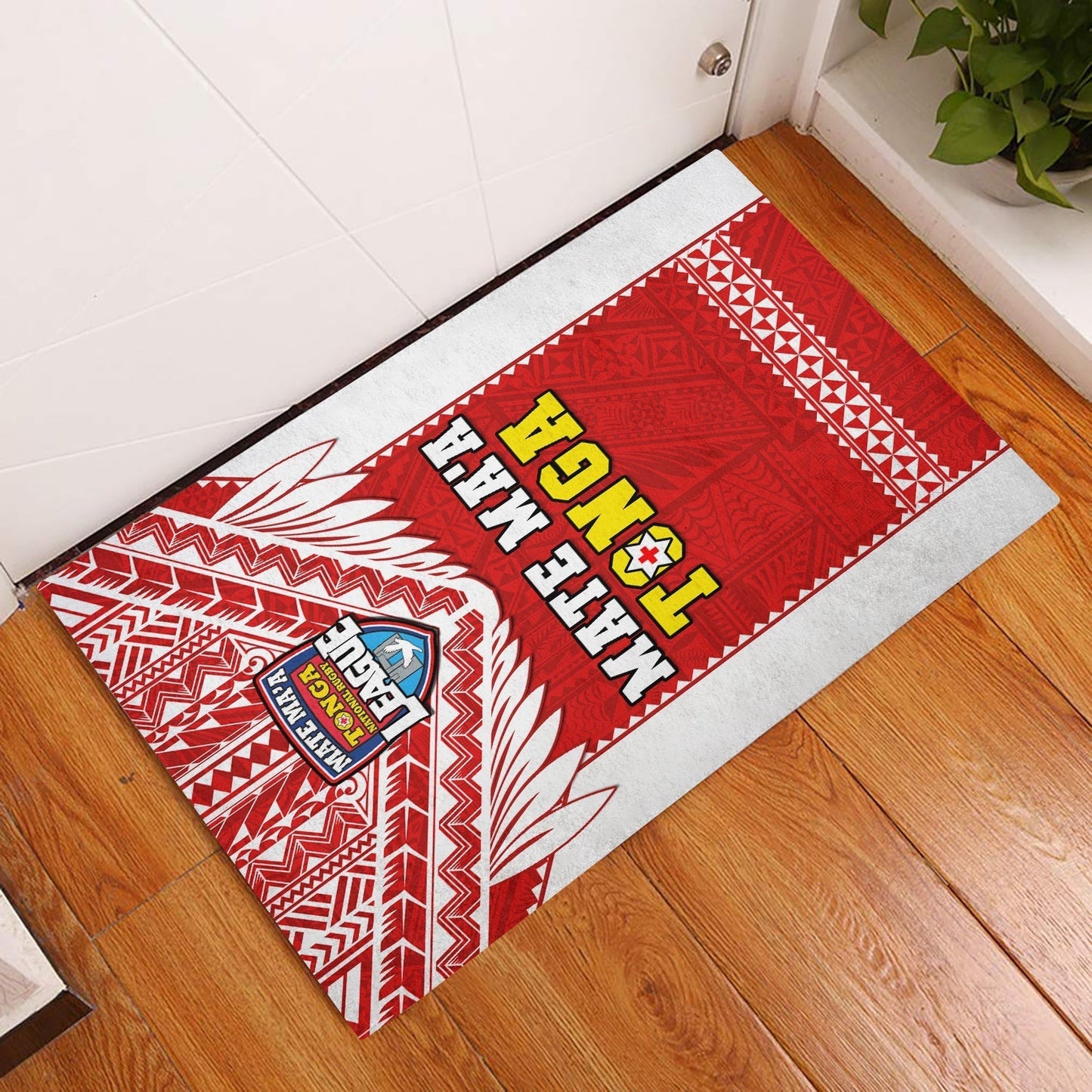 Tonga Rugby Door Mat Mate Maa Tonga Pacific Ngatu White LT14