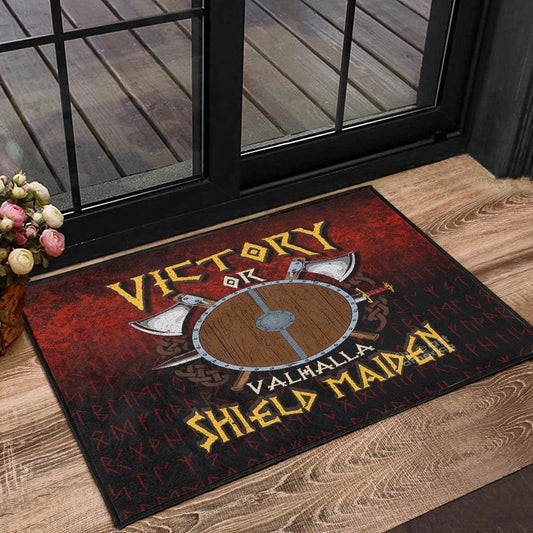 Viking Door Mat Victory or Valhalla Shield Maiden Door Mat RLT12
